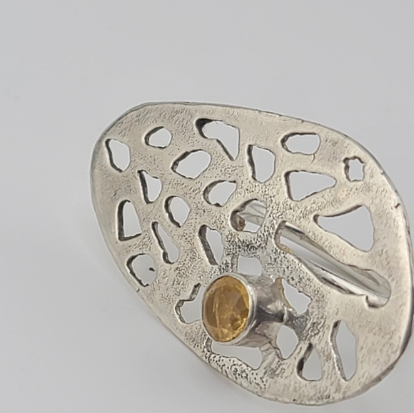 DREAMYJWLS Jewelry - CITRINE CRYSTAL RING CHEETAH CUTOUT HANDMADE IN STERLING SILVER METAL SIZE 9